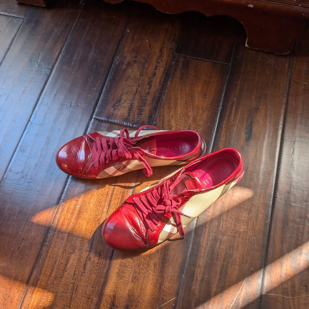 Burberry Red and Beige Women's Sneakers